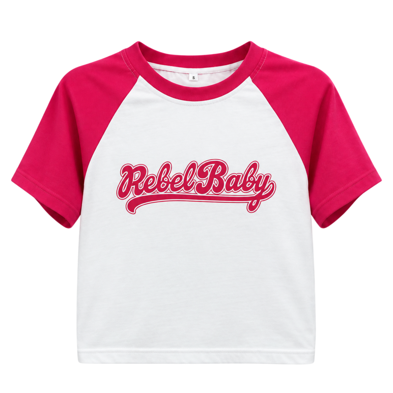 ‘Rebel Baby’ Raglan Tee (Pink)