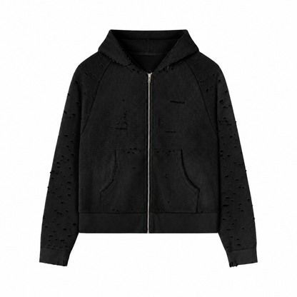 Raglan Waffle Zip Up