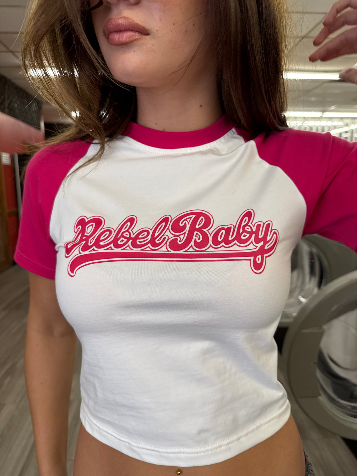 ‘Rebel Baby’ Raglan Tee (Pink)