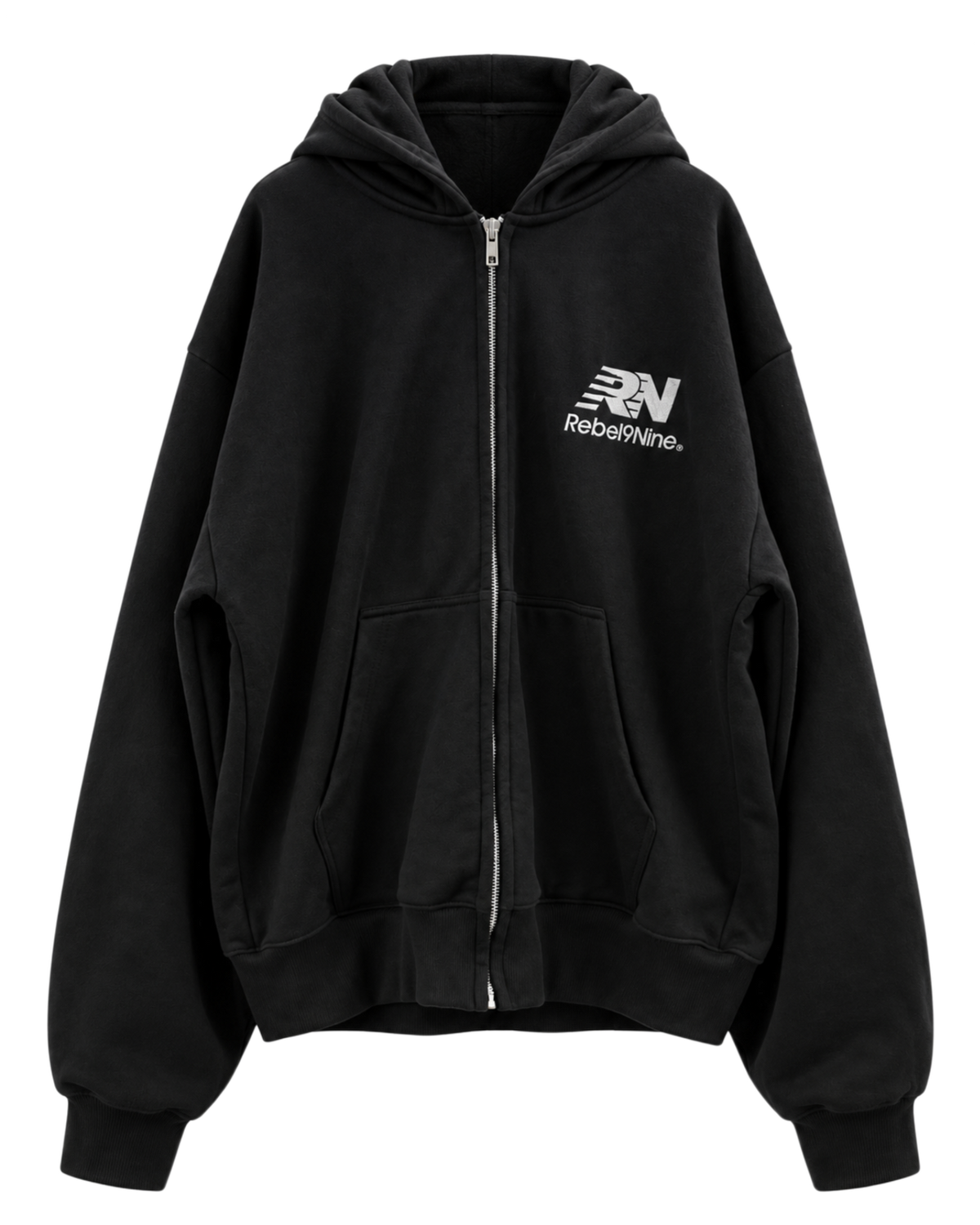 Black 'Logo' Lounge Zip-Up — front view