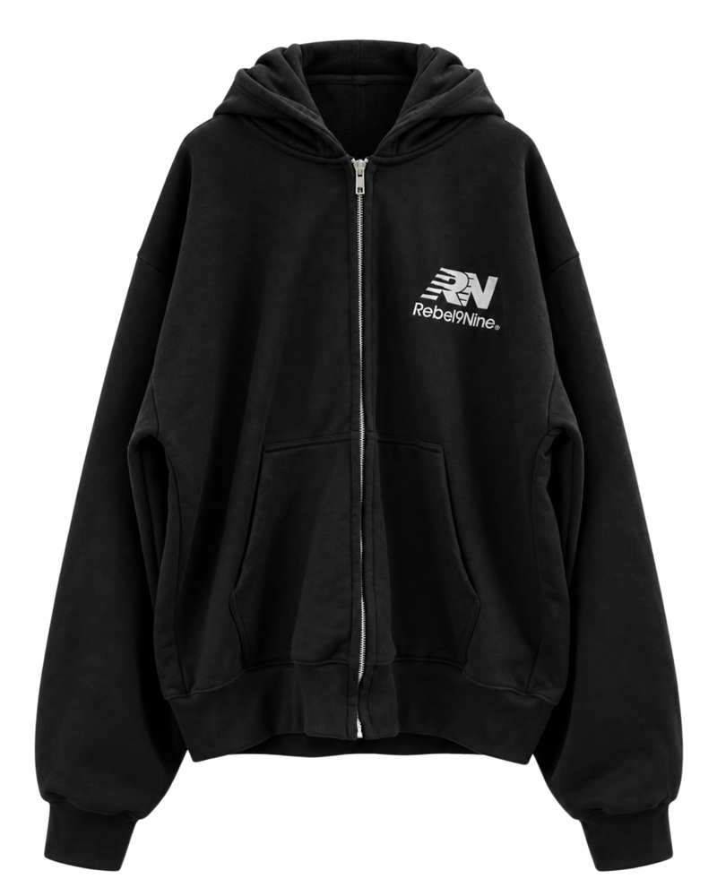Black 'Logo' Lounge Zip-Up — front view